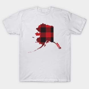 Alaska State Flannel Plaid Design T-Shirt